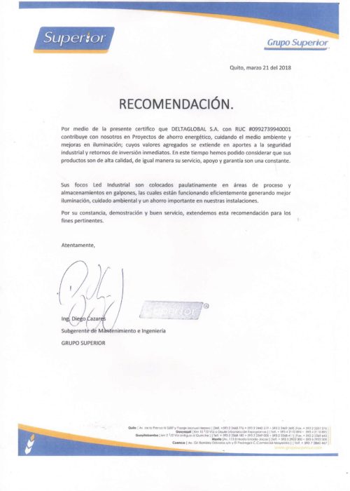 SUPERIOR RECOMENDACION